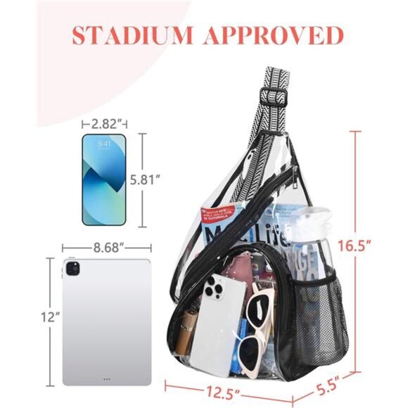 Clear Sling Bag, Clear Bag Stadium Approved, Transparent Shoulder - Picture 3 of 7